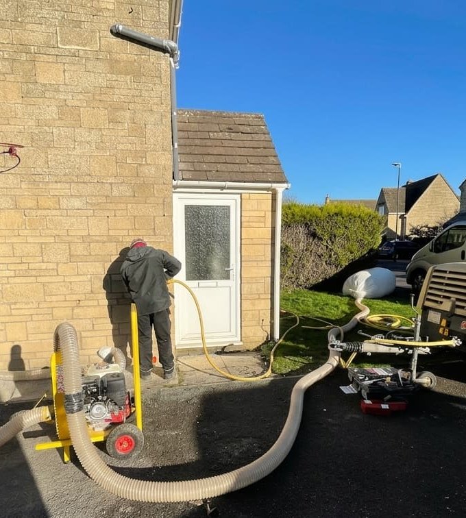 Cavity wall extraction in progress