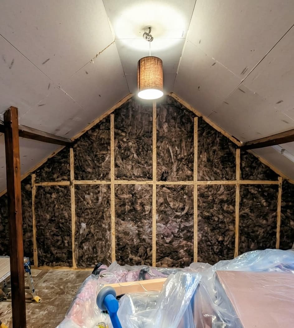Room in roof insulation between rafters