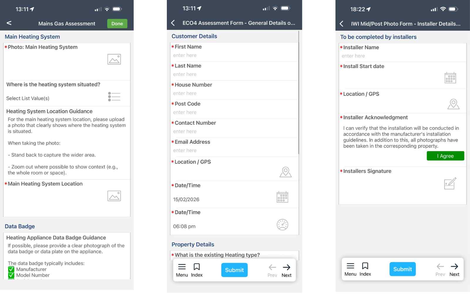 Custom digital site survey form
