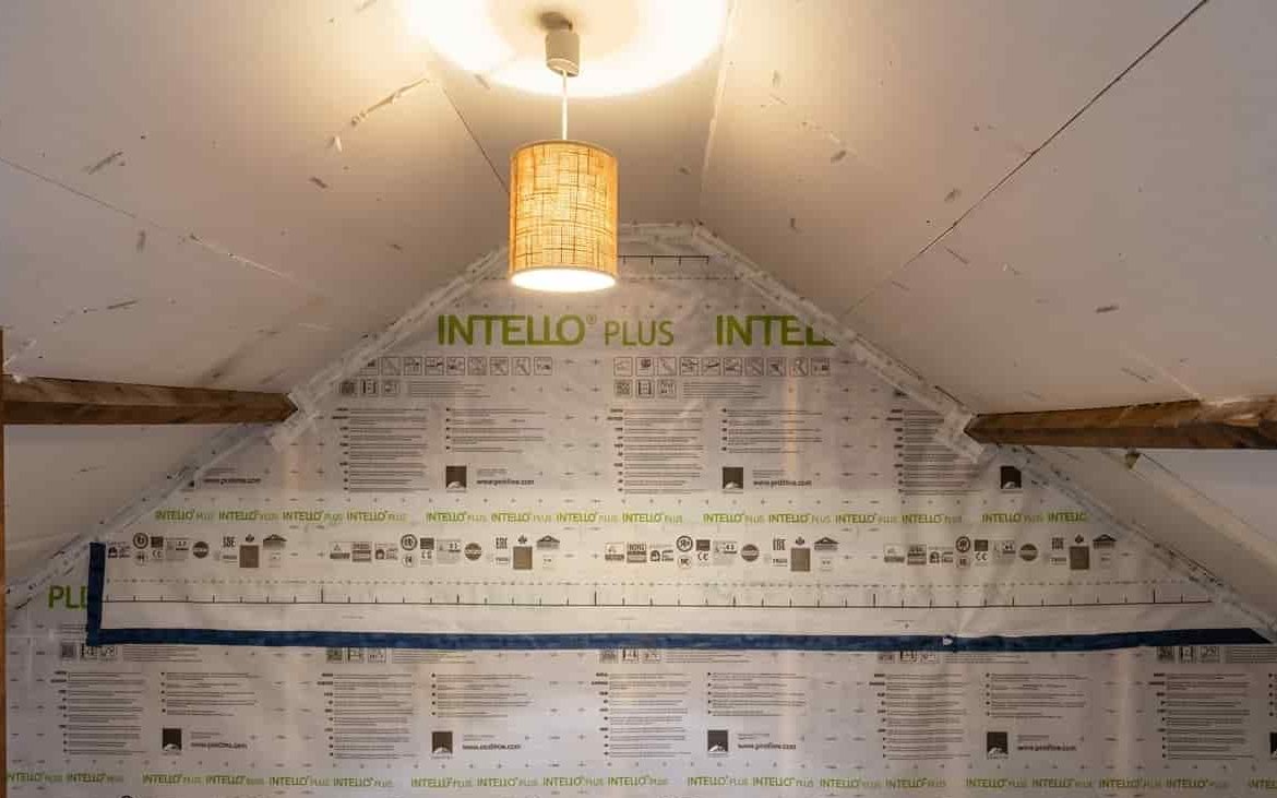 Room in roof insulation with vapour membrane installed